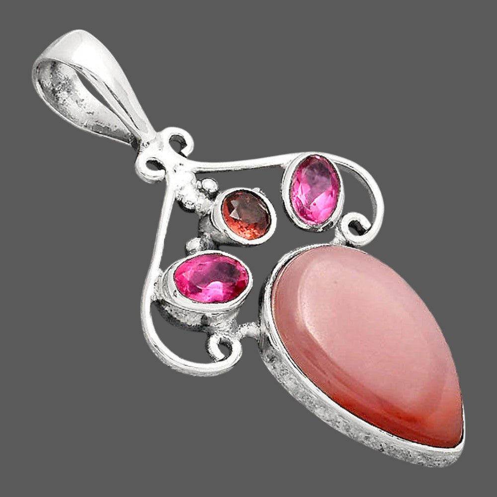 Guava Quartz - Brazil, Ruby & Garnet Pendant P-1244 SDP154791-2