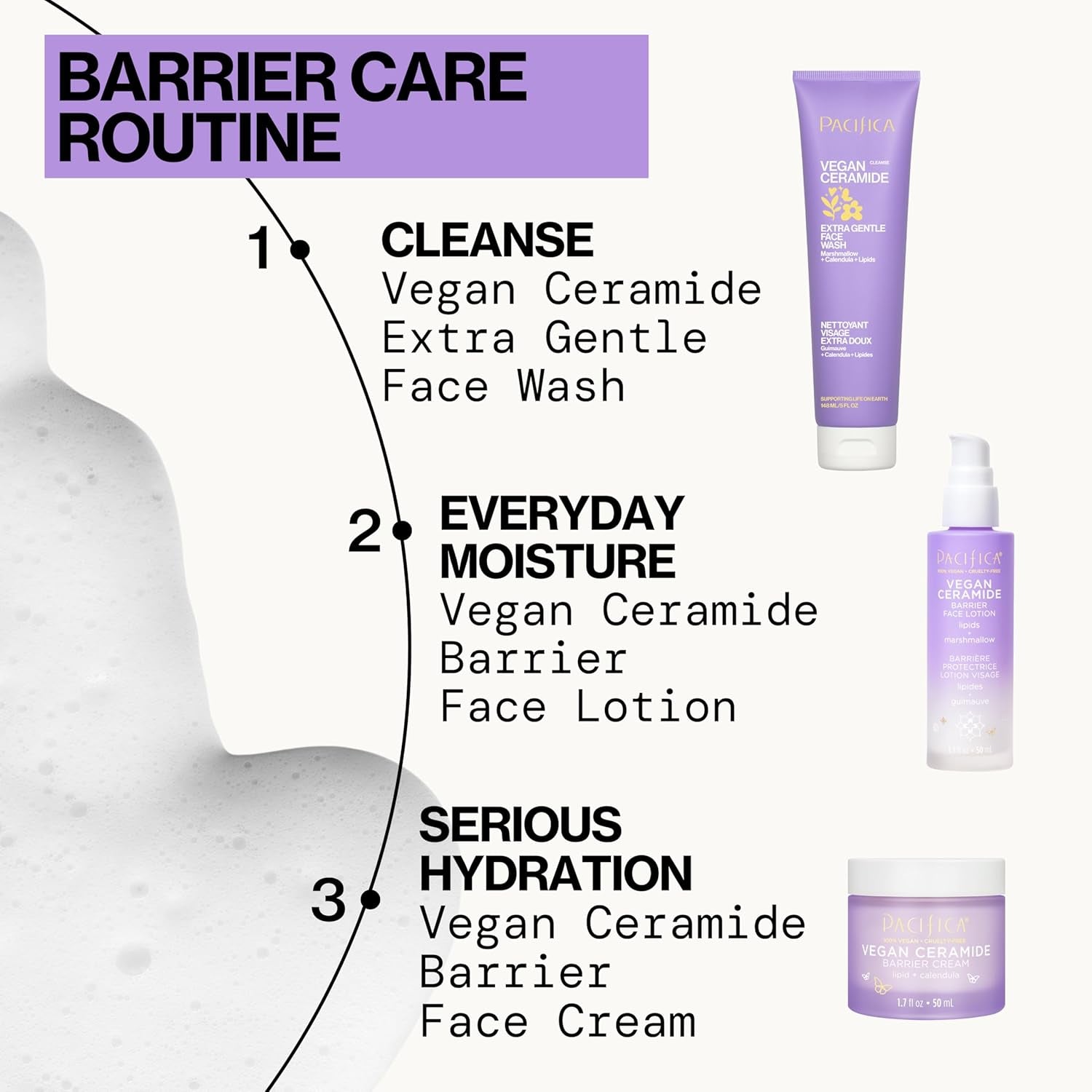 Face Wash for Sensitive Skin Facial Cleanser Vegan Ceramide Barrier Repair Extra Gentle for Daily Fragrance Free for Sensitive Skin, Clean Beauty, Vegan & Cruelty-Free Dermatologist Tested