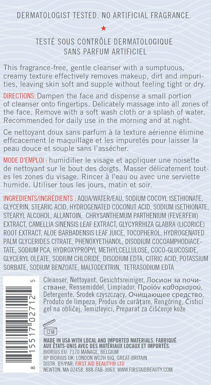 Pure Skin Face Cleanser, Sensitive Skin Cream Cleanser with Antioxidant Booster, 5 Oz.