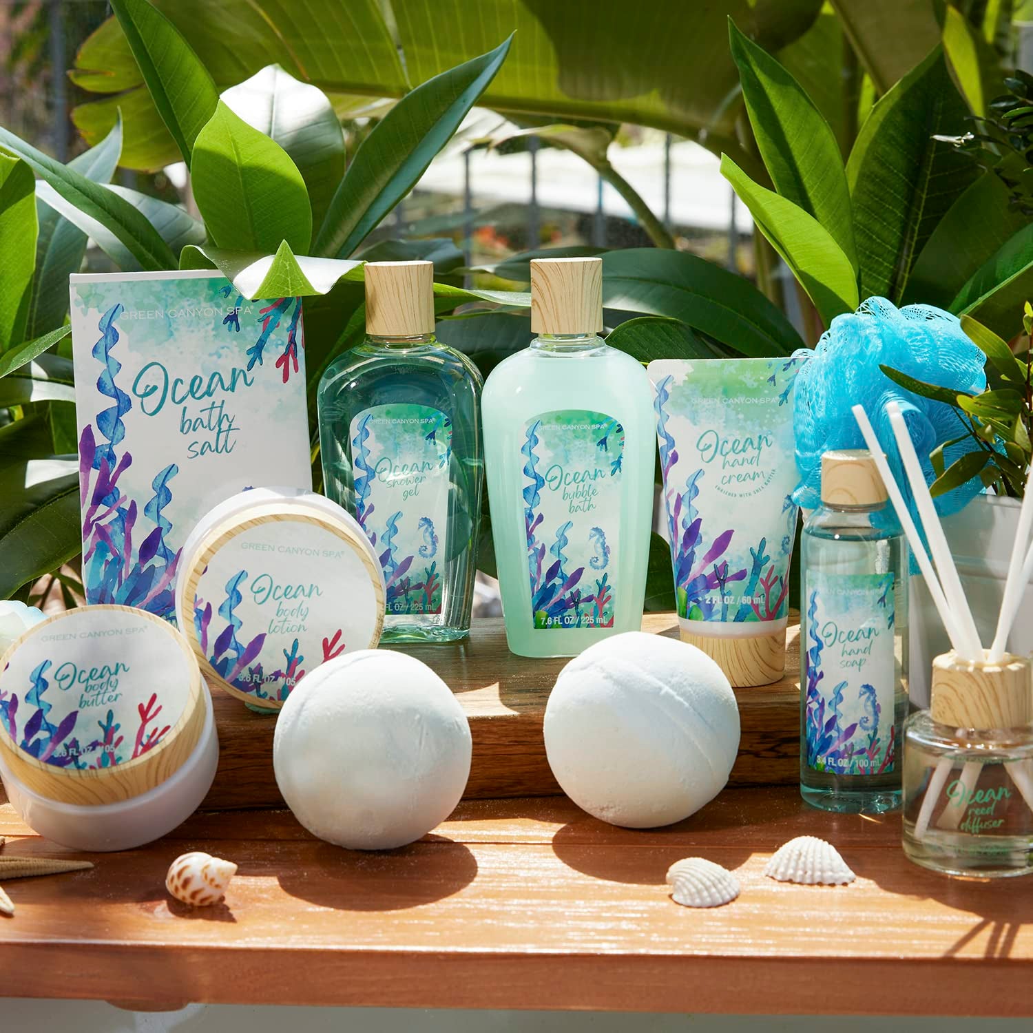 Gift Baskets for Women, Bath and Body Gift Set for Women, 12Pcs Ocean Spa Sets Includes Bubble Bath, Body Lotion,Mothers Day Gifts for Her,Spa Baskets