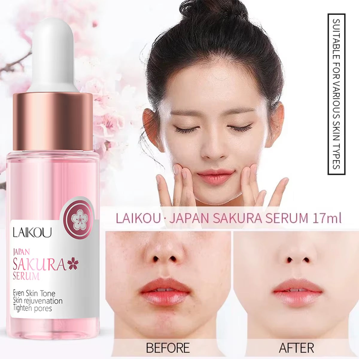 Cherry Blossom Cream Facial Essence with Cherry Blossom Extract Sakura Facial Essence for Facial Firming Moisturizer Hydrating