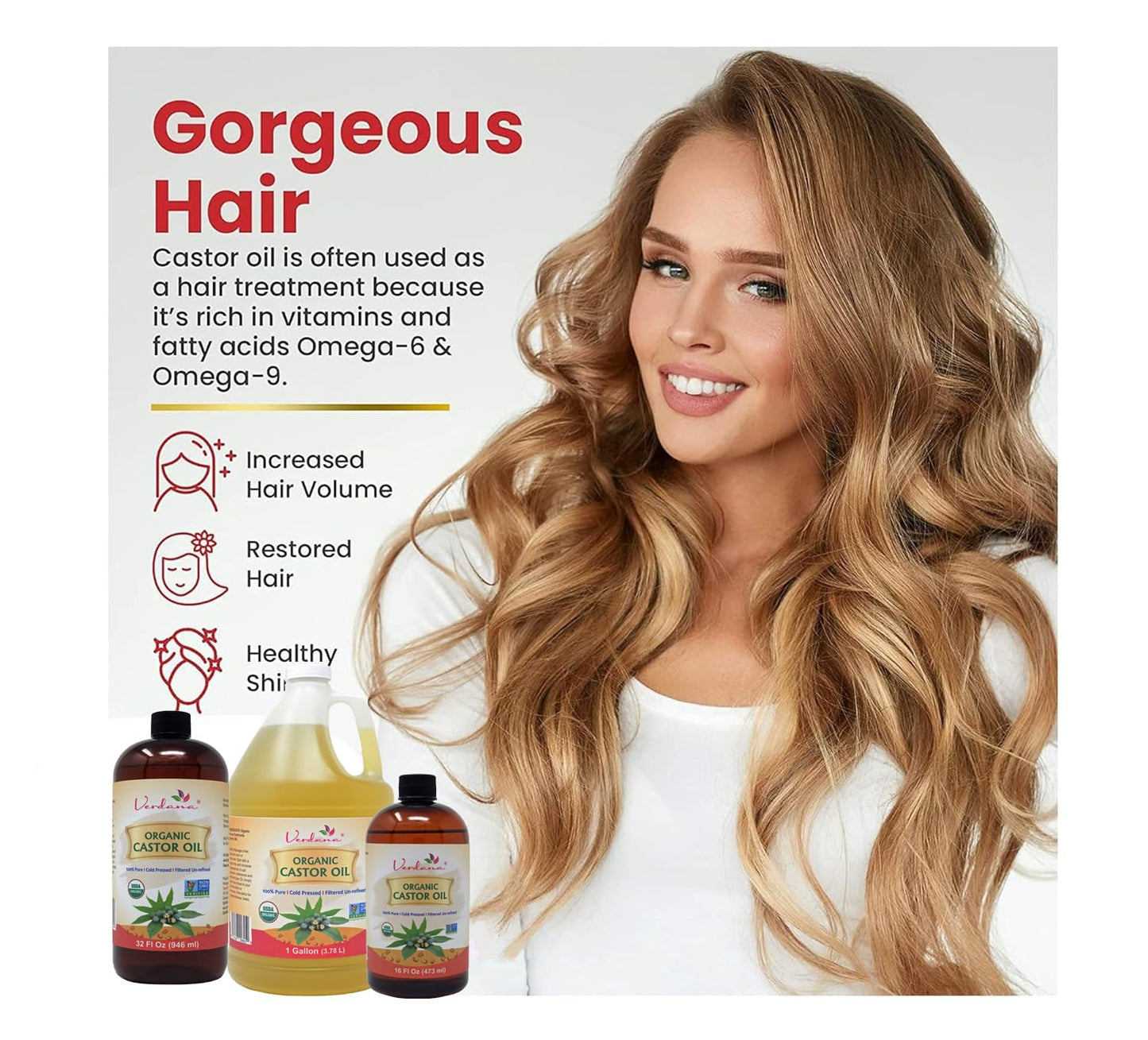 Organic Castor Oil – 16 Fl Oz Size – Cold Pressed, Unrefined, Hexane-Free – USDA Organic – Natural Moisturizer for Hair Growth, Eyelashes, Skin, Scalp & Castor Oil Packs