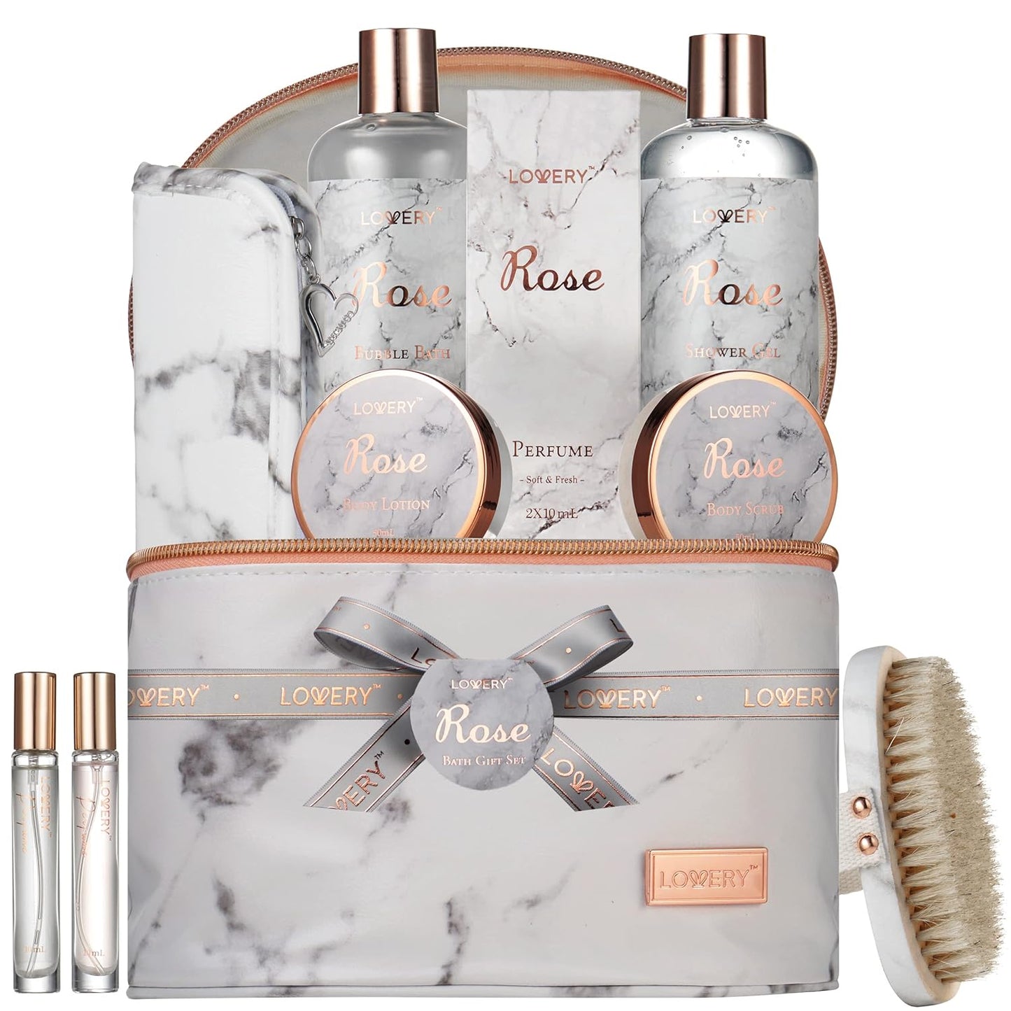 Birthday Gifts for Mom, Daughter Self Care Gifts for Women, Luxe 16Pc Rose Bath and Body Home Spa Set, Relaxation Bath Gift Basket for Birthday Pampering with Perfumes, Acne Kit, Lotions & More