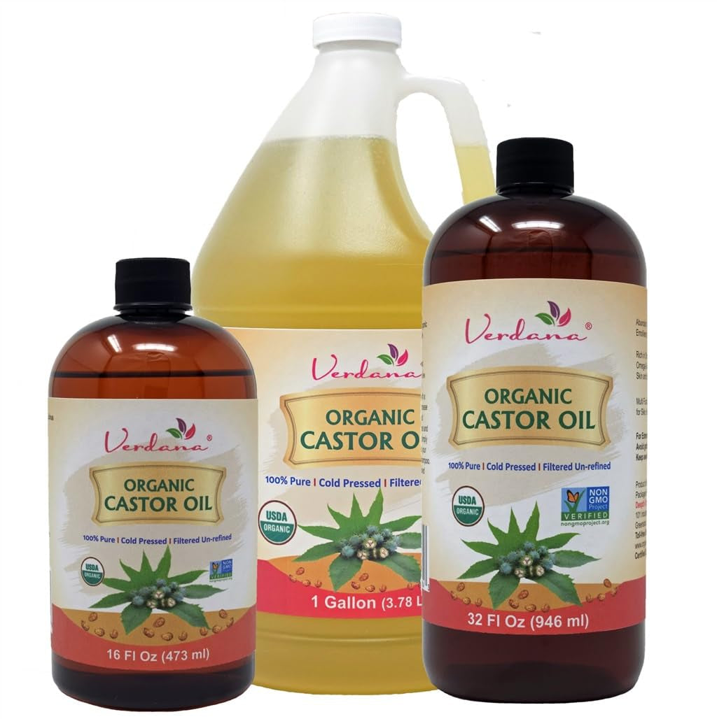 Organic Castor Oil – 16 Fl Oz Size – Cold Pressed, Unrefined, Hexane-Free – USDA Organic – Natural Moisturizer for Hair Growth, Eyelashes, Skin, Scalp & Castor Oil Packs