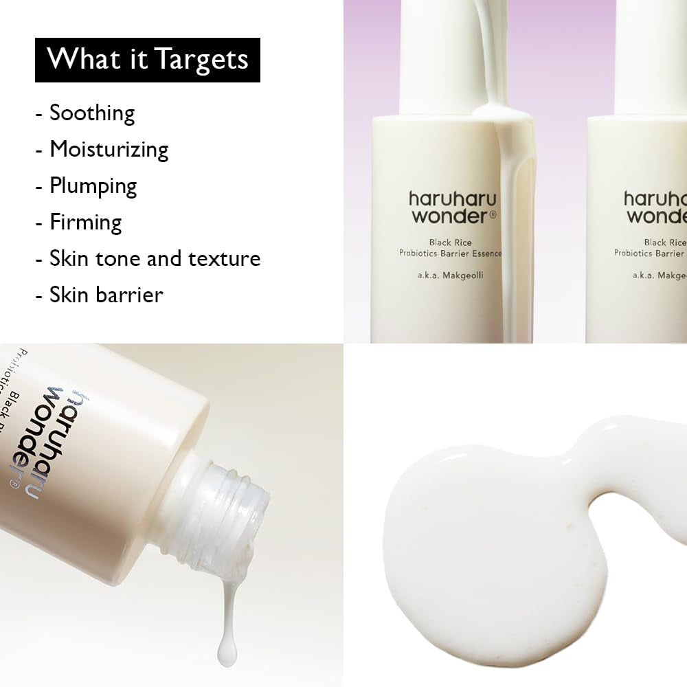 Wonder Black Rice Probiotics Barrier Essence 4.05 Fl. Oz., Essence Toner to Strengthen Skin Barrier with Ceramides, Fermented Ingredients, Soothing, Moisturizing, Plumping, White